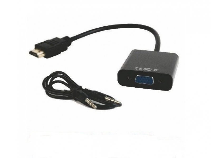 HDMI to VGA and audio adapter cable, single port, black (A-HDMI-VGA-03)