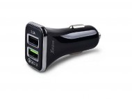 X WAVE USB brzi AUTO punjač za mobilne, tablete, Dual 2 xUSB 3.1.A/2A/1.5A utičnica 5/9/12V Crna