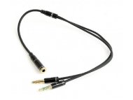 GEMBIRD CCA-418M Gembird 3.5mm Headphone Mic Audio Y Splitter Cable Female to 2x3.5mm Male adapter, Metal